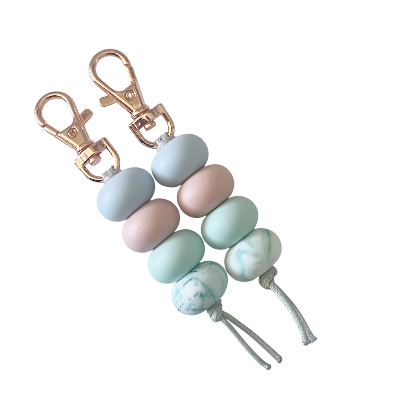 Pastels Teal Marble SILICONE BEAD Rose Gold KEYRING