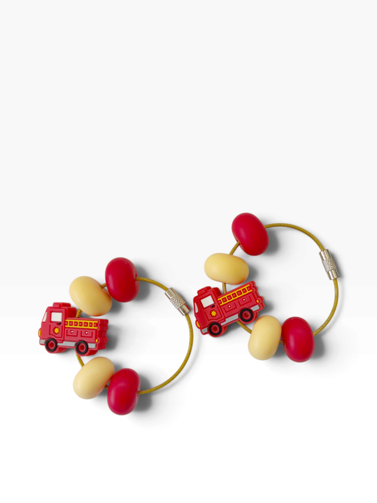 FIRE TRUCK BAG TAG SILICONE BEAD