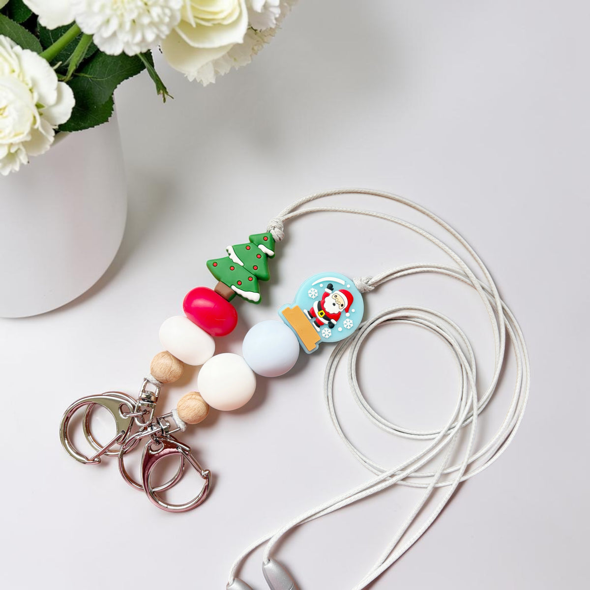 CHRISTMAS SILICONE BEAD LANYARD