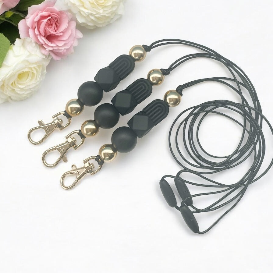 Black Arch & Gold SILICONE BEAD LANYARD