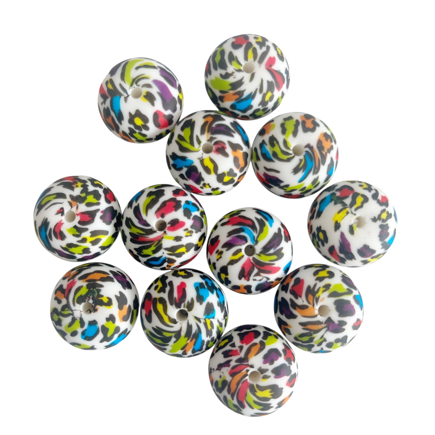 22mm Abacus Rainbow Leopard Beads