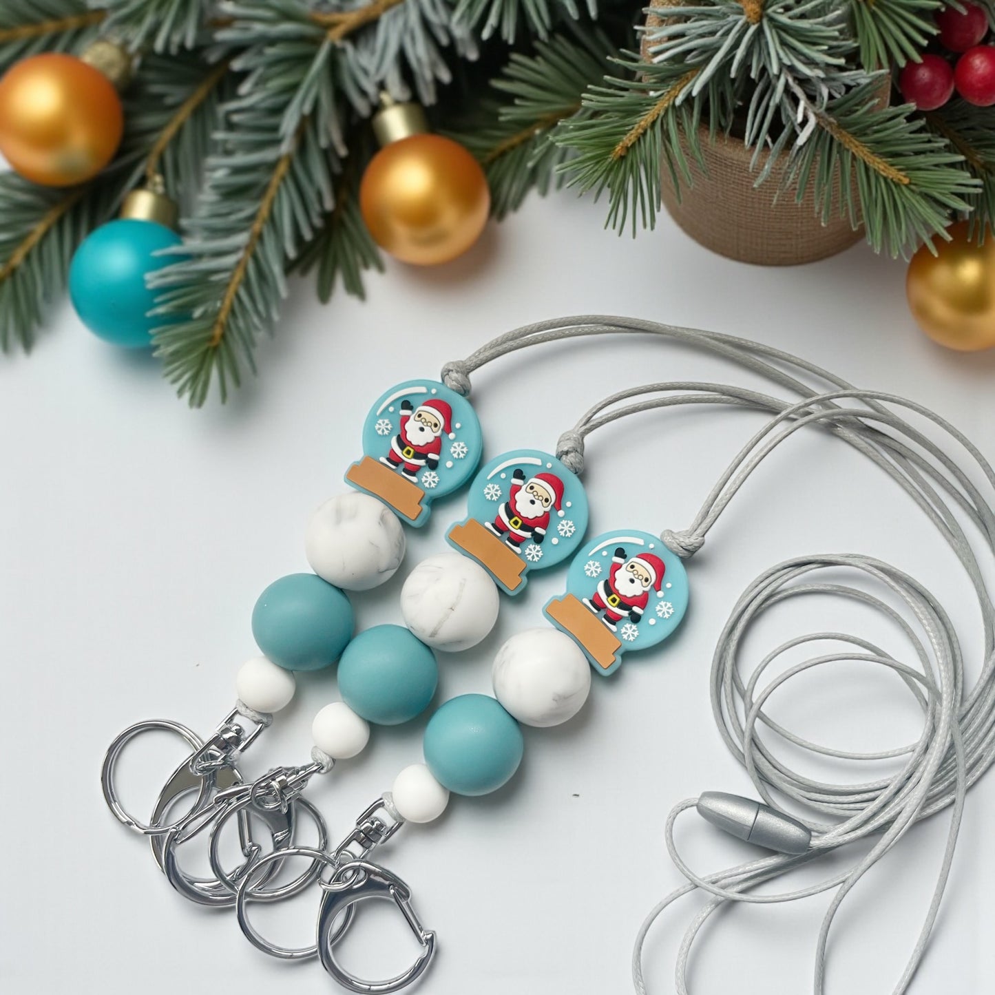 SNOW GLOBE SILICONE BEAD LANYARD