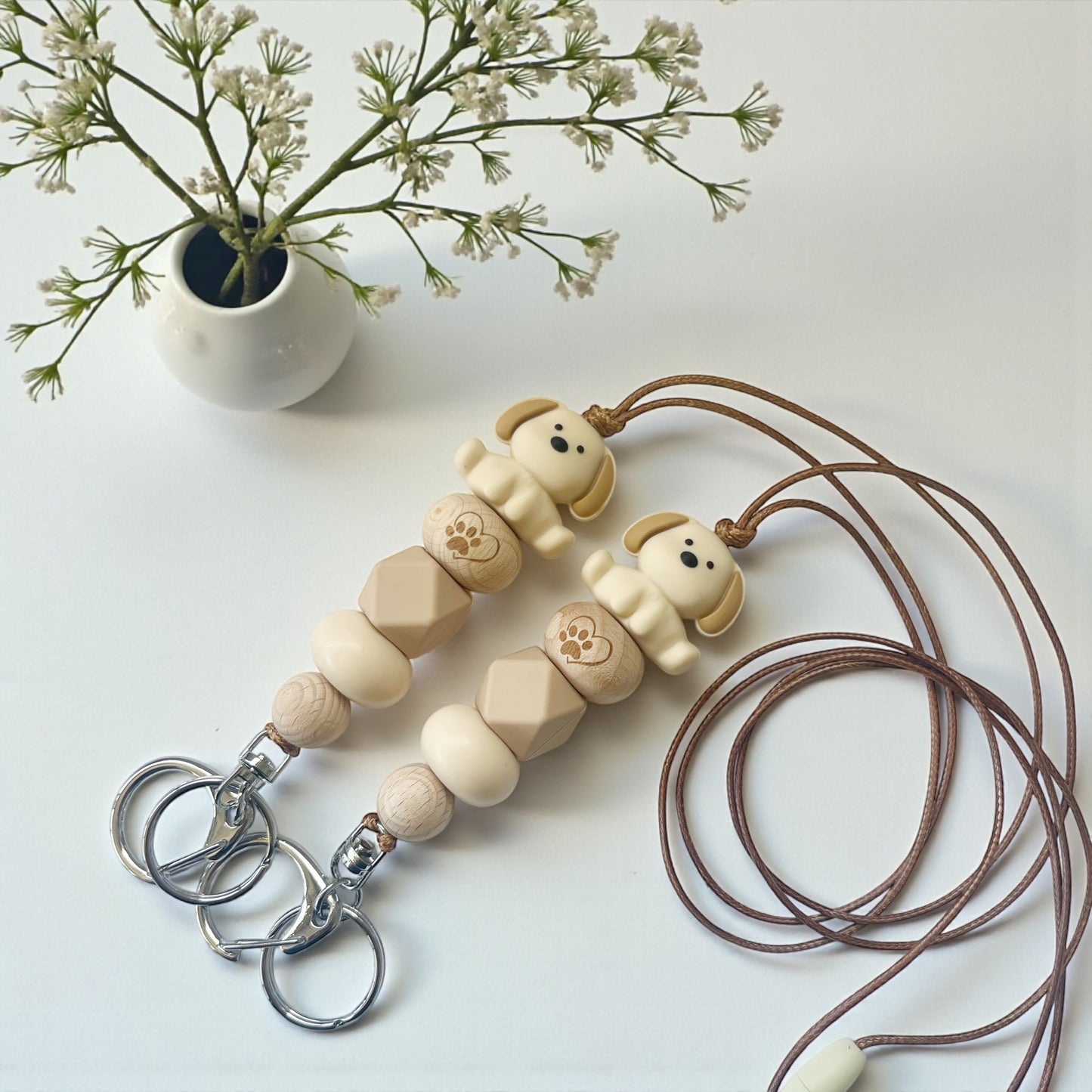 PUPPY SILICONE BEAD LANYARD