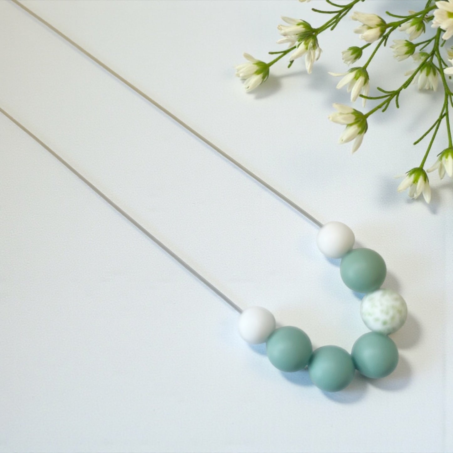 SILICONE BEAD NECKLACE -Sage Foilage