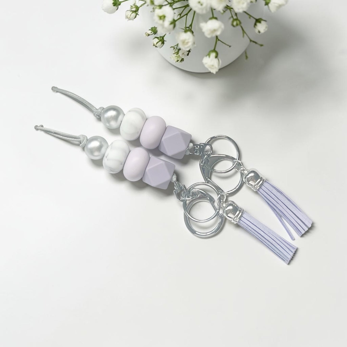 PURPLE TASSEL SILICONE BEAD KEYRING