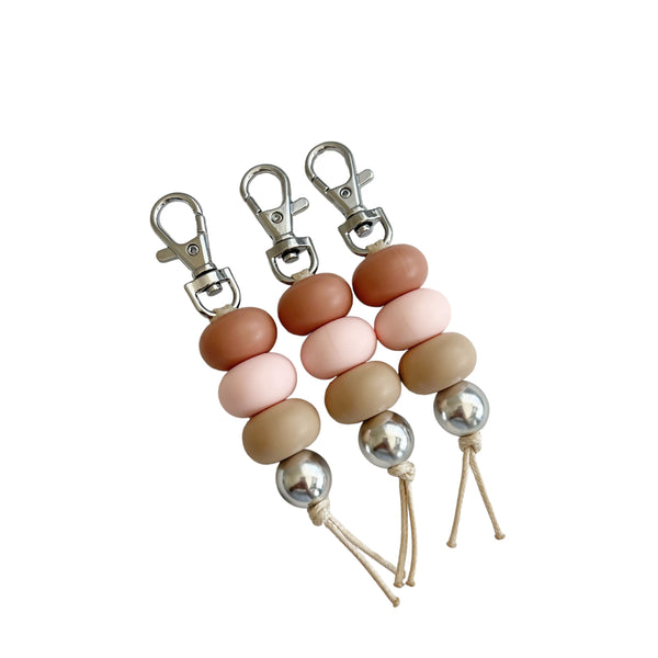 CLAY PINK BEIGE SILICONE BEAD KEYRING