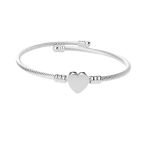 HEART BANGLE - SLIVER STAINLESS STEEL