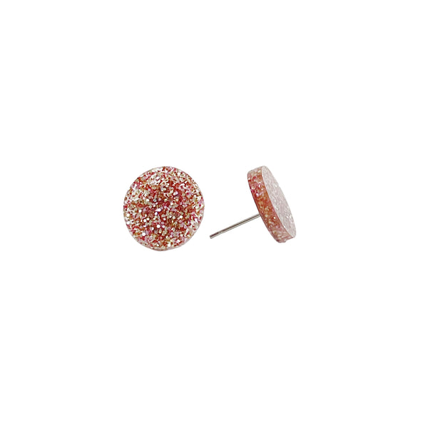 GLITTER ROSE GOLD NATURAL CIRCLE EARRINGS