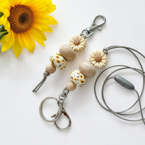 SUNFLOWER DAISY LANYARD & KEYRING BUNDLE