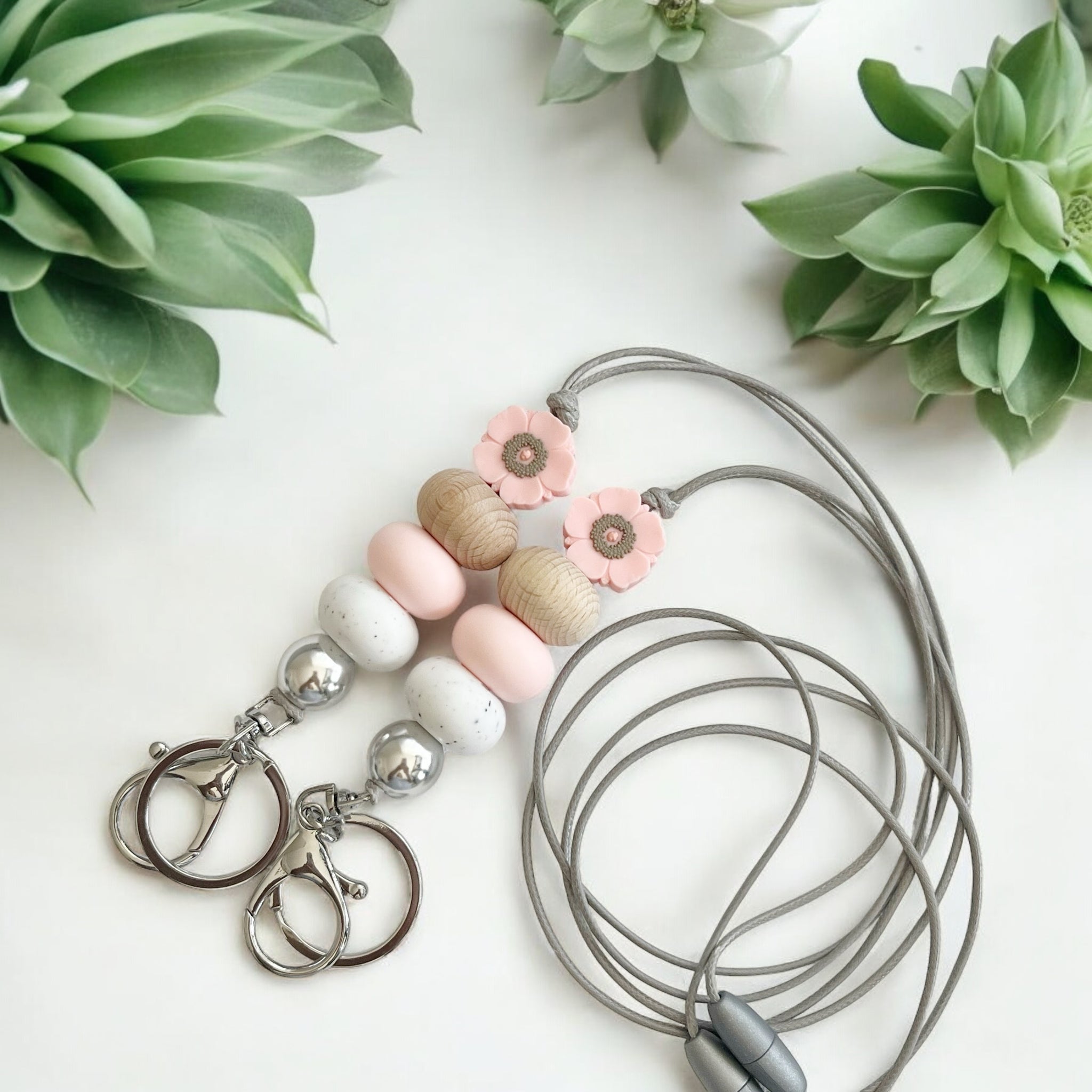 PINK POPPY SILICONE BEAD LANYARD