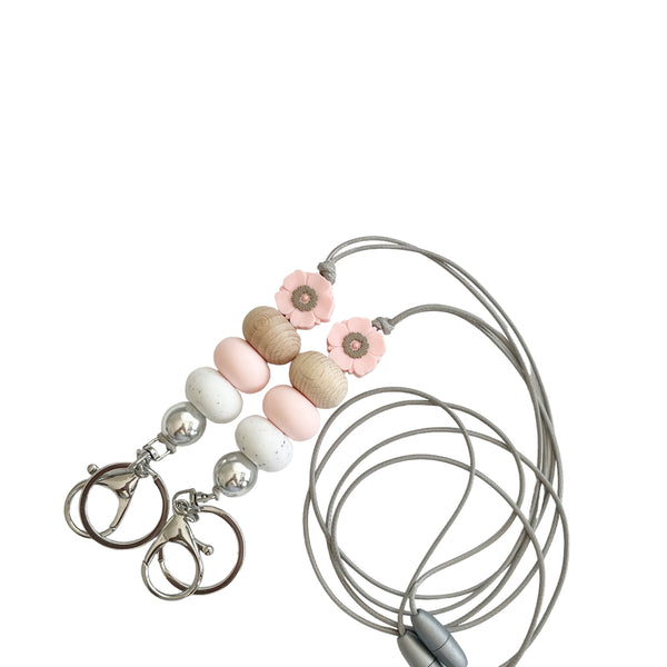 PINK POPPY SILICONE BEAD LANYARD