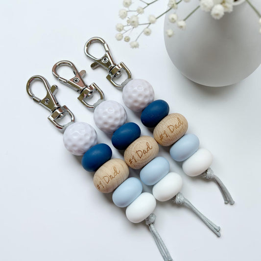 #1 DAD GOLF SILICONE BEAD KEYRING