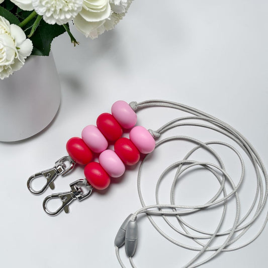 RED & PINK SILICONE BEAD LANYARD