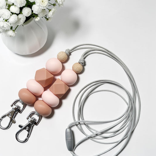 CLAY & PINK SILICONE BEAD LANYARD