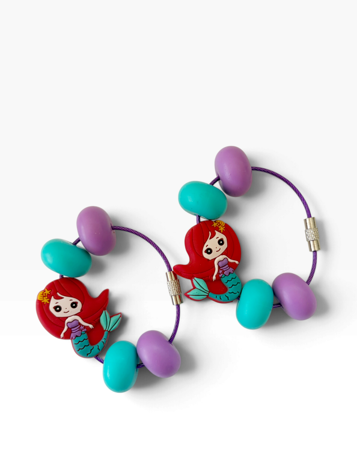PURPLE MERMAID BAG TAG SILICONE BEAD