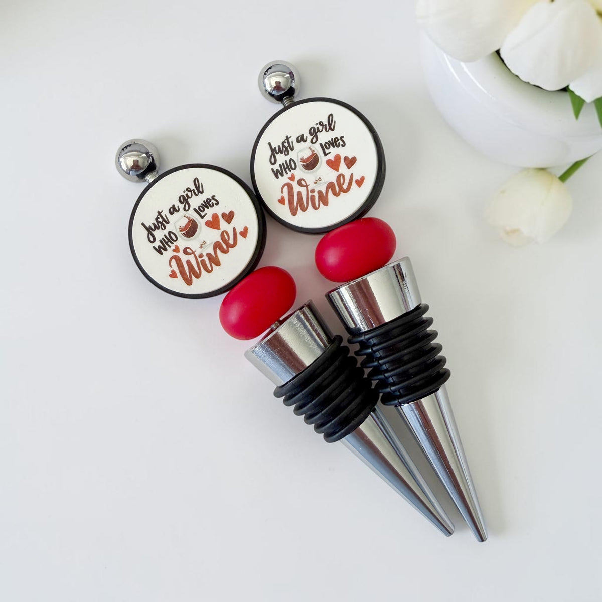 WINE STOPPER JUST  A GIRL WHO LOVES SILICONE BEADS