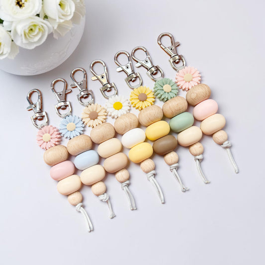 DAISY SILICONE BEAD KEYRING