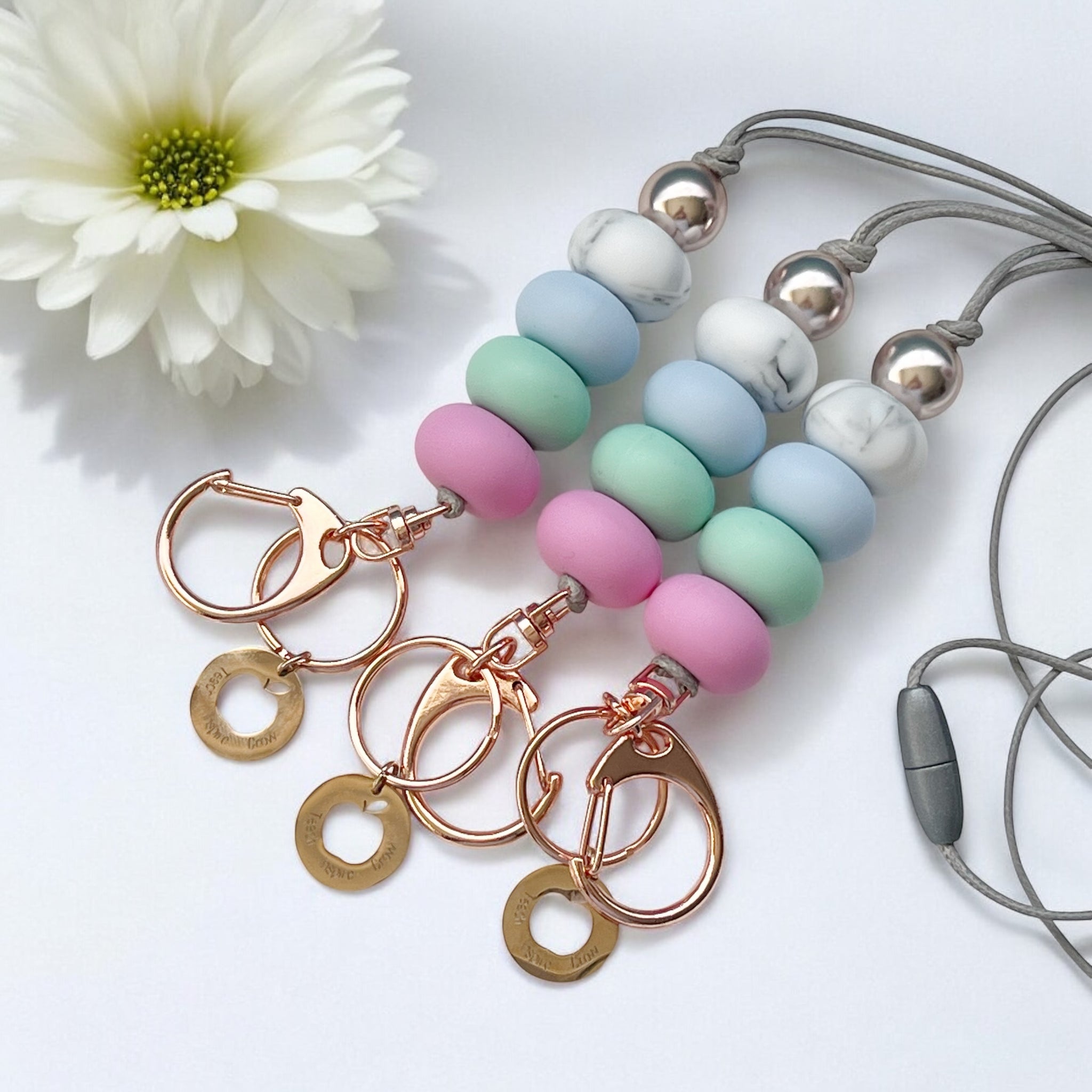 ROSEGOLD TEACH INSPIRE SILICONE BEAD LANYARD