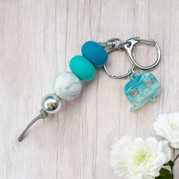 CARAVAN SILICONE BEAD KEYRING