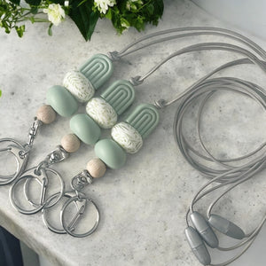 SAGE ARCH FOLIAGE SILICONE BEAD LANYARD