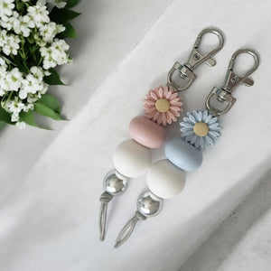 DAISY 2 PK SILICONE BEAD KEYRING