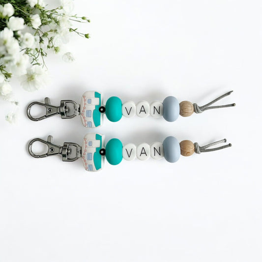 GREEN VAN SILICONE BEAD KEYRING