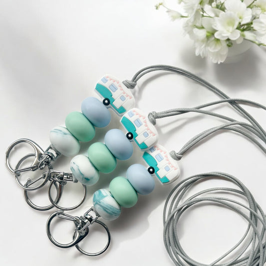 GREEN CARAVAN SILICONE BEAD LANYARD