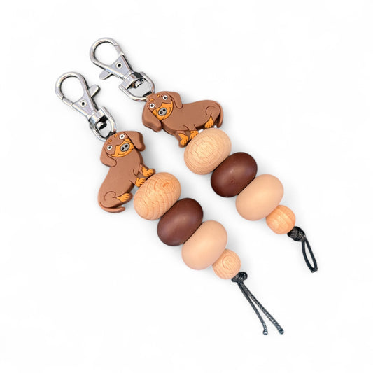 DACHSHUND SILICONE BEAD KEYRING