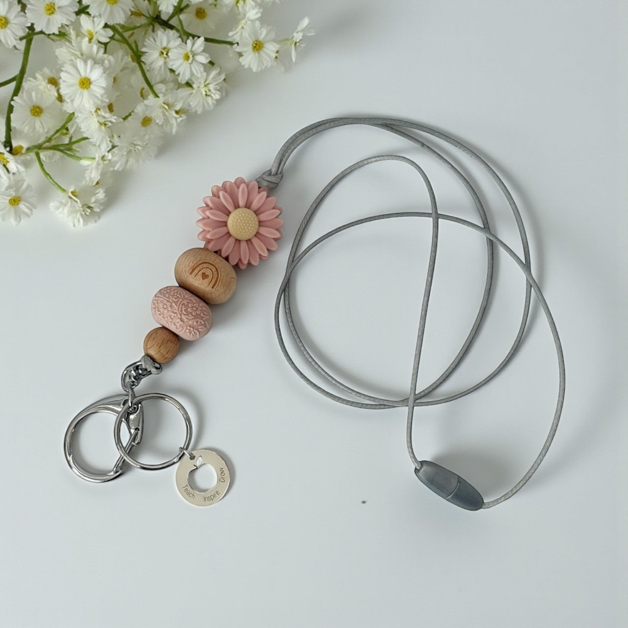 Teach Inspire Daisy SILICONE BEAD LANYARD