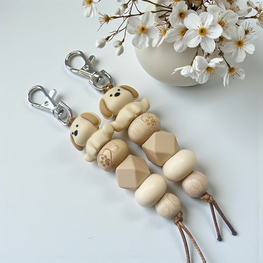 PUPPY SILICONE BEAD KEYRING