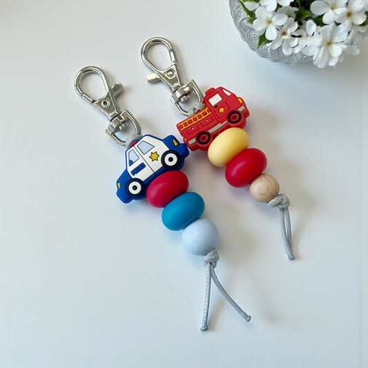 FIRE TRUCK POLICE CAR BAG TAG BUNDLE