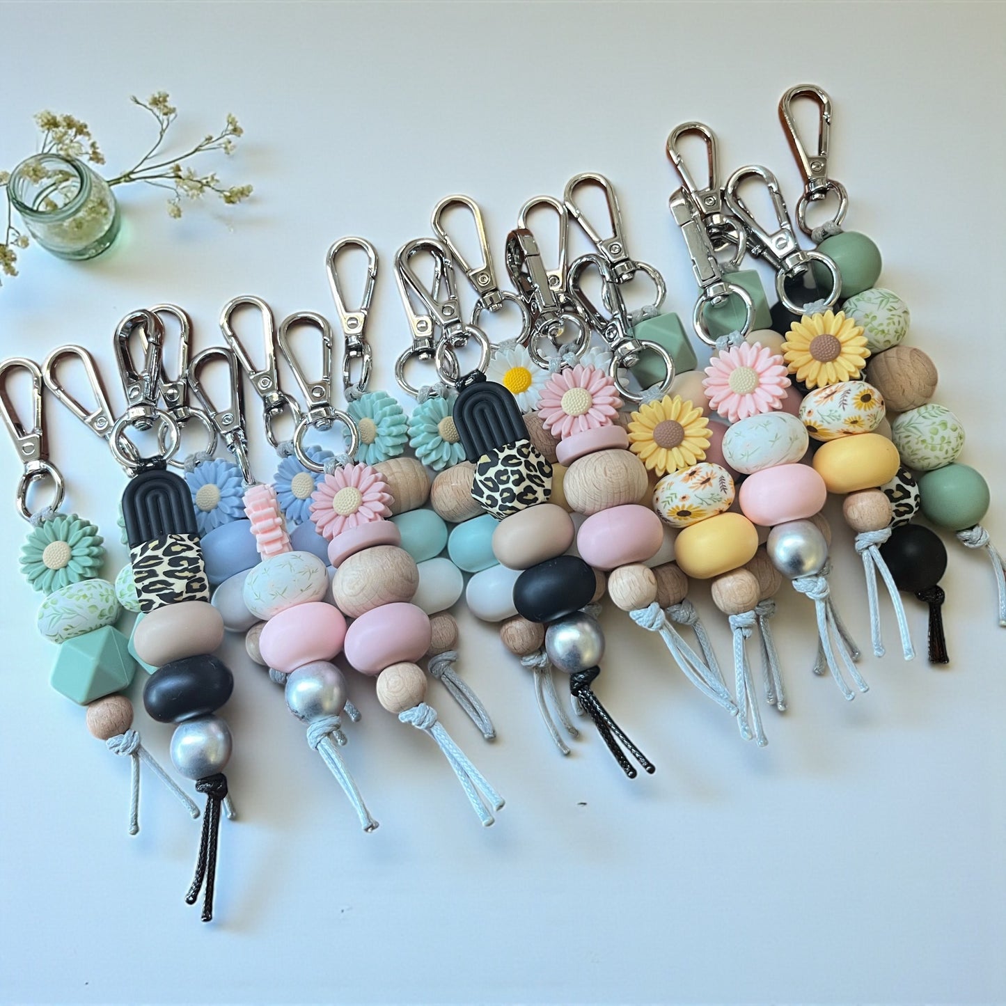 10 SILICONE BEAD KEYRING BUNDLE - A mix of Best Sellers