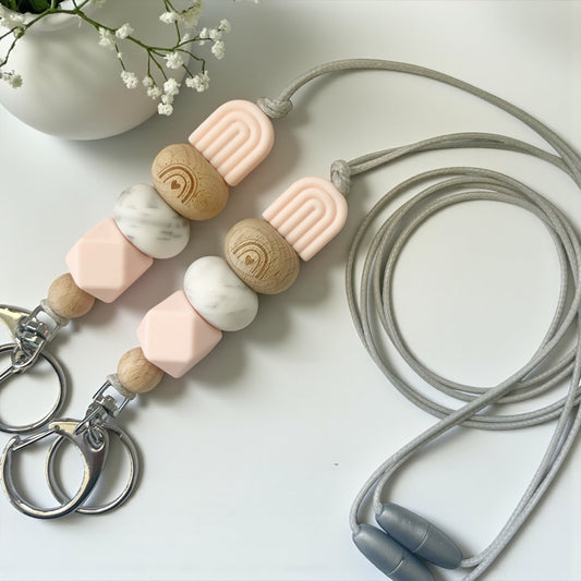 PINK ARCH SILICONE BEAD LANYARD