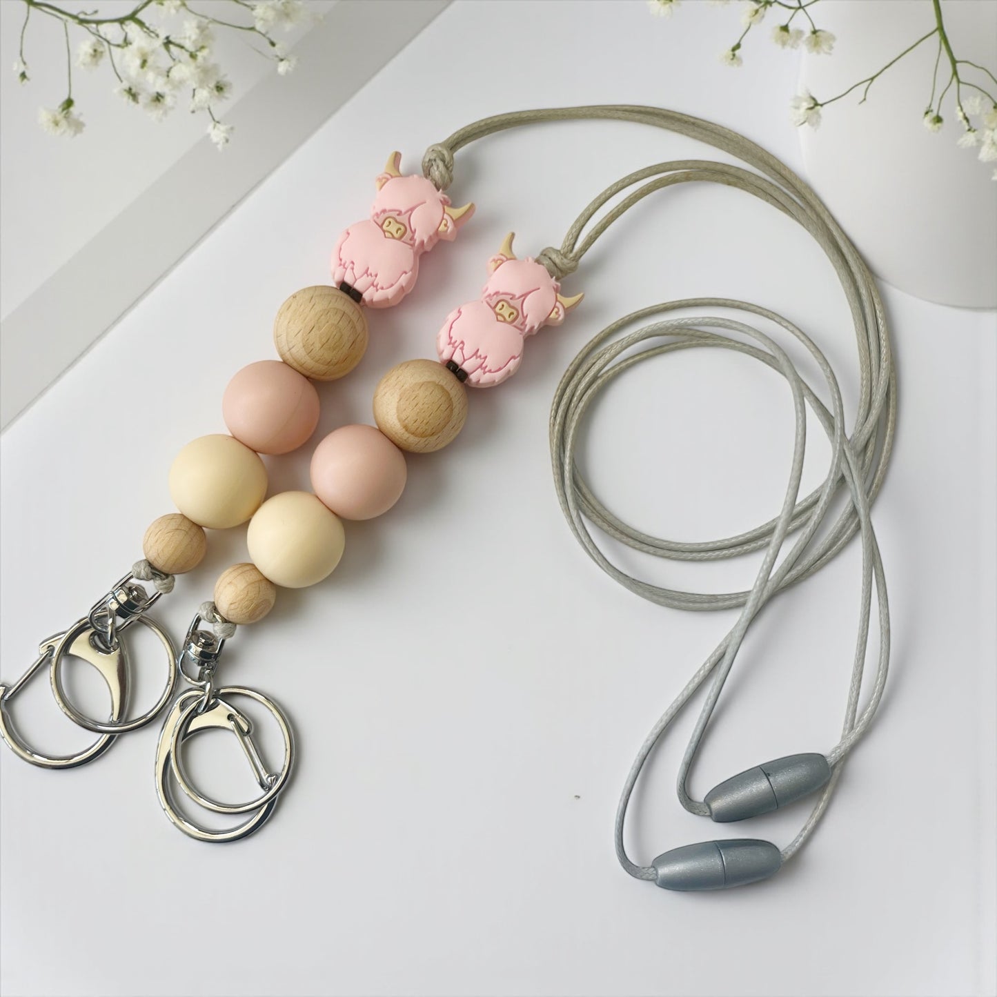 PINK HIGHLAND SILICONE BEAD LANYARD