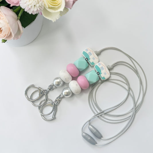 CARAVAN Green & Pink SILICONE BEAD LANYARD