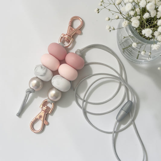 PINK MARBLE LANYARD & KEYRING BUNDLE