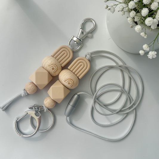 BEIGE ARCH LANYARD & KEYRING BUNDLE
