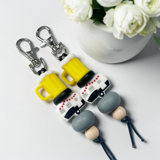 BEER & BLACK CARAVAN SILICONE BEAD KEYRING