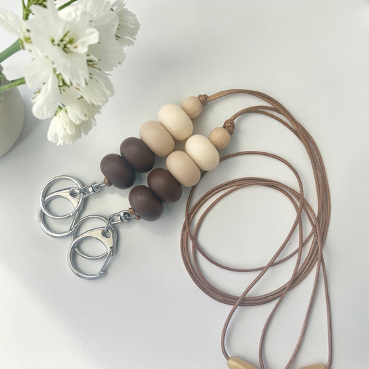 CHOCOLATE BROWN SILICONE BEAD LANYARD