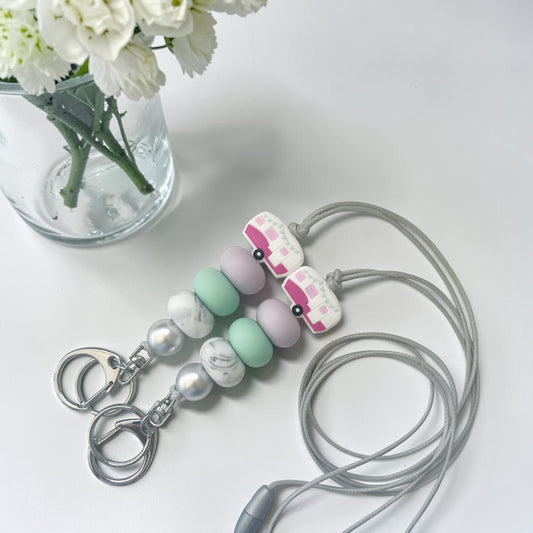 CARAVAN PINK SILICONE BEAD LANYARD