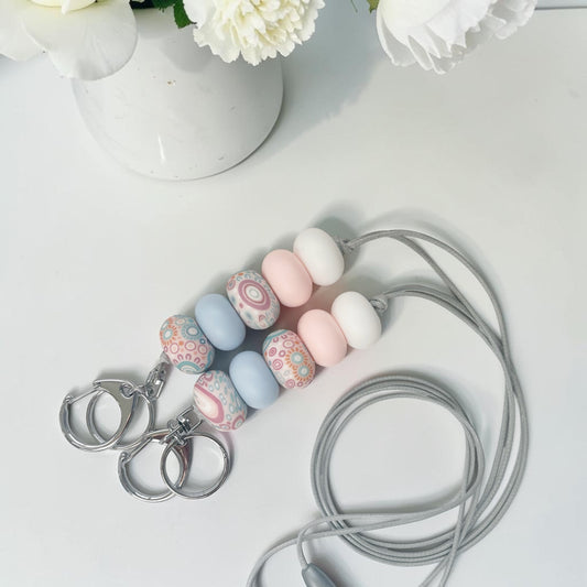 PASTEL BLOOM SILICONE BEAD LANYARD