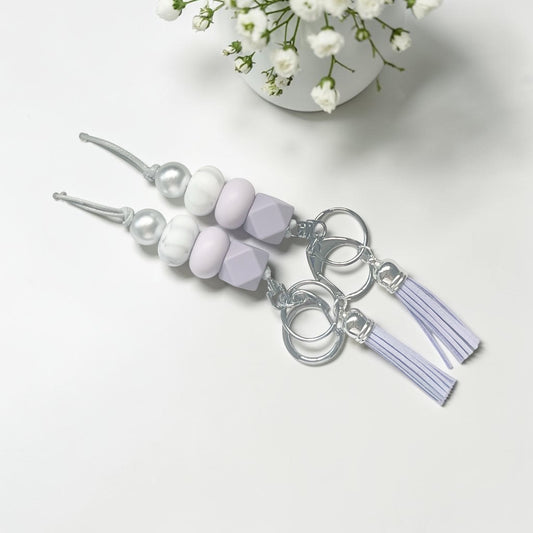 PURPLE TASSEL SILICONE BEAD KEYRING