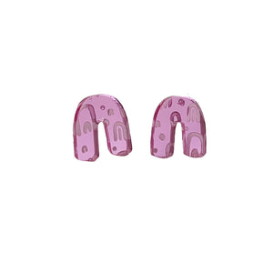 PINK MIRROR RAINBOW EARRINGS