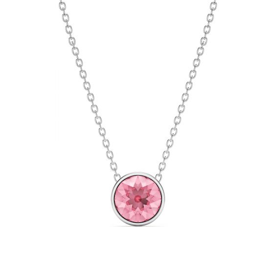 LIGHT ROSE CRYSTAL SILVER NECKLACE